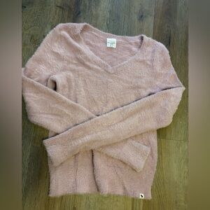 Abercrombie Kids Girls Soft Pink V-Neck Sweater 13/14 rose teddy